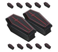 TOYANDONA 24pcs Mini Plastic Halloween Coffin Decorations Realistic Small Dollhouse Coffin Models for Trick Treat Prank Props Black Miniature Casket Ornaments for Haunted House and Party