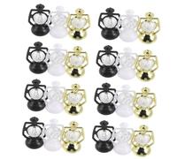 TOYANDONA 24pcs Miniature Christmas Lanterns Ornaments Set, Black White Gold Micro Landscape Desk Decor, Xmas Mini House Lamps for Dollhouse Accessories and Holiday Decoration