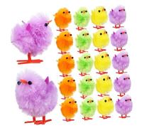 TOYANDONA 24pcs Miniature Fluffy Chenille Easter Chicks Plush Decorations Colorful Adornments for Holiday Decor Cute Chick Figurines for Parties and