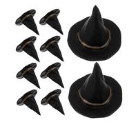 TOYANDONA 24Pcs Miniature Witch Hats for Dolls Halloween Decorations Tiny Black Witch Caps for Dollhouses DIY Crafts Party Supplies Bottle Toppers