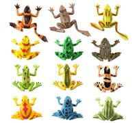 TOYANDONA 24pcs Plastic Frogs Toy Mini Realistic Frog Figurines Rubber Colorful Frogs Rainforest Animals Party Favors for Easter Birthdays Goody Bag Fillers