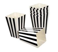 TOYANDONA 24pcs Stripe Treat Bags Popcorn Holder Paper Boxes Popcorn Containers Bucket Monochrome Movie Party Bags Cartons Striped for Machine Black