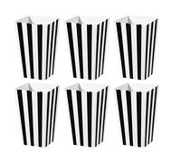 TOYANDONA 24pcs Striped Popcorn Boxes, Black and White Small Paper Popcorn Boxes for Party Supplies