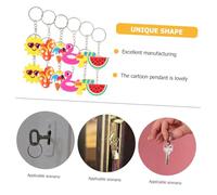 TOYANDONA 24pcs Tropical Hawaiian Key Chains Lightweight Decorative Bag Charms for Beach Party Favors with Ice Cream Flamingo Watermelon Designs