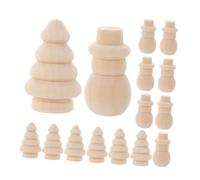TOYANDONA 24pcs Unfinished Wooden Peg Dolls for Painting DIY Christmas Tree and Snowman Craft Supplies for Creative Play and Educational Art Projects
