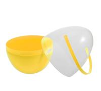TOYANDONA 25cm Large Fillable Easter Egg with Handle, Reusable Hollow Plastic Egg for ’ Easter Hunt, Decorative Yellow Egg-shaped Candy Container and Party Favor Bucket
