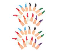 TOYANDONA 28 Pcs Halloween Fake Nails Finger Covers Mixed Colors Practical Party Props for Costume Masquerade Haunted House Decor Comfortable Fit for Men and Women