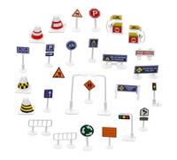TOYANDONA 28Pcs Traffic Signs DIY Road Signal Models for Educational Play Brightly Colored Miniature Street Signs for Traffic Knowledge Learning Birthday Holiday