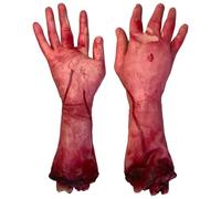 TOYANDONA 2pack Fake Human Arm Hands - Severed Gory Hand, 12in Cut Off Arm Halloween Prop Set, Prank Party Props for Halloween Decorations Haunted Houses Supplies