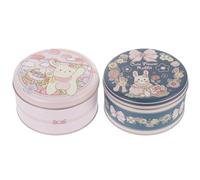 TOYANDONA 2pcs 300g round Iron Cookie Storage Boxes with Floral Bunny Design, Mini Candy Containers for Packaging, Portable Metal Biscuit Tins for Candy and Snack Storage