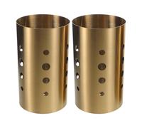 TOYANDONA 2pcs 304 Stainless Steel Chopsticks Holder Set Thickened and Tall Kitchen Utensil Crock, Decorative Flatware Organizer for Countertop, Gold round Chopstick Bucket for Sushi