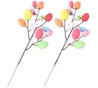 TOYANDONA 2pcs 32cm Easter Egg Picks Decorative DIY Easter Eggs Inserts Artificial Flower Arrangement Stems for Spring Home Décor Random Color