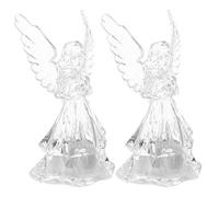 TOYANDONA 2pcs Acrylic Angel Led Lighted Sparkling Figurines Prayer Angel Statues Home Decorative Decor Figurine Angels Statue Xmas Ornaments Decorations