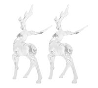 TOYANDONA 2pcs Acrylic Deer Figurine 9x17cm Christmas Ornament