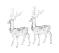 TOYANDONA 2pcs Acrylic Reindeer Ornaments Transparent Decorative Deer Figurines for Christmas Tree Hanging Pendants Crystal Xmas Elk Decorations for Fireplace Tabletop