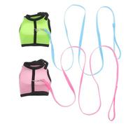 TOYANDONA 2pcs Adjustable Breathable Mesh Pet Vest Harness and Rabbit Lead Leash for Small Pets in Pink and Lime Green, Escape Proof Small Animal Harness for Daily Walking and Outdoor