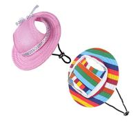 TOYANDONA 2pcs Adjustable PET Princess Hat Breathable Mesh and Bow Sun Protection Decorative Dog and Cat Hat for Outdoor Parties