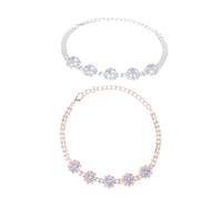 TOYANDONA 2pcs Adjustable Rhinestone Dog Collar Necklace Elegant Silver Rose Gold Pet Jewelry for Dogs Comfortable Lightweight Design with Durable Accents Pet Accessories