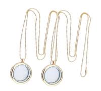 TOYANDONA 2pcs Alloy Round Photo Frame Charm Necklace DIY Glass Pendant Tray for Men and Women Portable Lightweight Jewelry with Simple Chic Design and Material