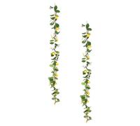 TOYANDONA 2pcs Artificial Lemon Rattan Decor Hanging Vine Garland with Yellow Plastic Leaves for Home Decoration and Door Hanging, Fresh and Natural Appearance with Delicate Elegant Style