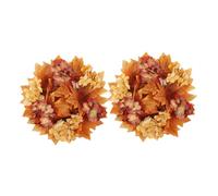 TOYANDONA 2pcs Autumn Maple Leaf Candle Rings for Pillars Fall Harvest Wreaths with Berries Nature-inspired Thanksgiving Table Centerpieces Low Maintenance Decorative Rings for Wedding and