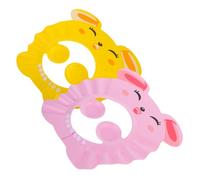 TOYANDONA 2pcs Baby Shower Cap and Hair Washing Hat for Toddlers, Adjustable Four-button Design, Eye Protection Bath Hat for Kids, Pink and Yellow Set