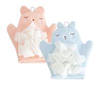TOYANDONA 2pcs Bath Scrub Gloves Double-Sided Exfoliating Bath Towels for Soft Pink and Light Blue for Home