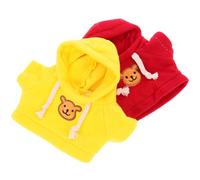 TOYANDONA 2pcs Bear Hoodie Decorative Stuffed Bear Costume Doll Clothes for Decor Soft and Comfortable Cloth Fabric Materials in Yellow and Red Minimalist Fashion Trendy Design Play