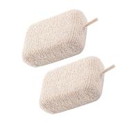 TOYANDONA 2pcs Beige Soft Body Sponge Shower Scrubbers with Double-Layer Design and Gentle Flax Material for Exfoliating and Rich Bubbles Bathing Tool