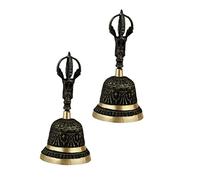 TOYANDONA 2pcs Bell Decorative Metal Hand Shaking Bells with Crisp Loud Sound for Oriental Religious Ceremony and Daily Prayers Home Tabletop Use
