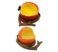 TOYANDONA 2Pcs Bird Cage Food Bowl Practical Feeding Containers for Parrots Cockatiels Birds Portable Easy to Install No Mess Design Includes Orange Pomegranate Shaped Feeders