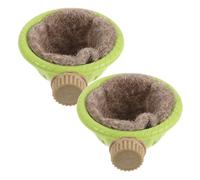 TOYANDONA 2pcs Bird Nest Budgie Bird Nesting Bed Plastic with Stand Bracket Design Cotton Liner Green Parakeet and Budgie Spring and Autumn