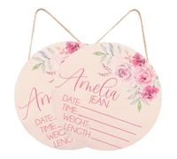 TOYANDONA 2pcs Birth Announcement Sign Name Signs Wooden Nursery Decor for Newborn Born