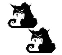 TOYANDONA 2pcs Black Cat Window Stickers Vinly Art Wall Decals for Halloween Decoration (Black)