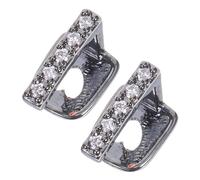 TOYANDONA 2pcs Black Metal Hip Hop Teeth Grills with Rhinestone Bling Comfortable Ergonomic Fit Party Accessory for Halloween Rapper Performances and Costume Events