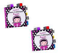 TOYANDONA 2pcs Black White Cloth Book for Boy Girl Visual Sensory Skills Chewing Cloth Book Early Educational Toy for Boy Girl Toddlers Face Cognition Development