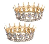 TOYANDONA 2Pcs Bridal Hair Crown Rhinestone Wedding Headpiece for Bride Gold Waterdrop Tiara Set for Bachelorette, Birthday, Prom Party Accessories