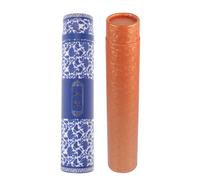 TOYANDONA 2pcs Calligraphy Scroll Storage Tube Set, Expandable 35-62cm Picture Scroll Organizer with 6cm Diameter, Blue and Gold Chinese Painting Poster Holder for Art and Calligraphy