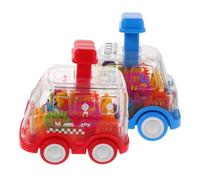 TOYANDONA 2pcs Car Transparent Push Go Vehicle with Colored Gears Sturdy Press to Go Mechanism Ergonomic Lightweight Design for Fine Motor Skill Development and Indoor