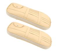 TOYANDONA 2pcs Car Visor Organizer Beige PU Sun Visor Storage Pouch with Sunglasses Holder Card Cash Pocket Pen Key Slot for Truck Suv Auto Interior Accessories