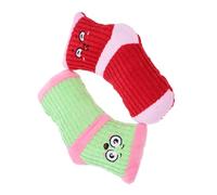 TOYANDONA 2pcs Cartoon Dog Squeaky Plush Chew Toys for Puppy Training, Sturdy Bite-resistant Indoor Pet Toys Cute Expressions, Red and Pink Green Colors for Small and Medium Dogs