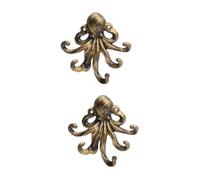 TOYANDONA 2pcs Cast Iron Octopus Wall Hooks Decorative Coat Hangers Sturdy Key Holders for Home Organization and Space Saving Golden Animal Design for Entryway Bathroom Bedroom