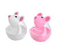 TOYANDONA 2pcs Cat Interactive Automatic Leakage Snack Dispenser Mouse Shape Engaging Rolling Feeder for Cats White Red Training and Playtime