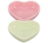 TOYANDONA 2pcs Ceramic Heart Shaped Hamster Feeding Bowls with Rounded Smooth Edges, Fits Cage Corners, Anti-turning Food and Water Dish for Guinea Pigs and Hedgehogs