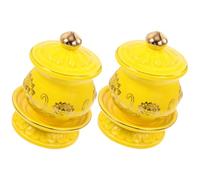 TOYANDONA 2pcs Ceramic Offering Cups for Water Supply, White Lotus Holy Water Mugs for Buddhist Temple Rituals and Meditation, Small Lotus Design Ritual Decor