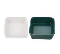 TOYANDONA 2pcs Ceramic Pet Feeding Bowls for Small Animals, Anti-fall Bite-resistant Hamster and Guinea Pig Food Dish, Miniature Cat and Rodent Food Bowl Set (white Dark Green)