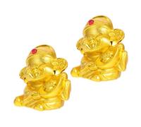 TOYANDONA 2pcs Chinese Feng Shui Cai Shen Mini Money Piggy Bank Coin Storage Pot with Smiling God of Wealth Statue for Prosperity and Financial Discipline Compact Decorative Savings