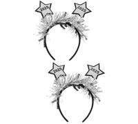 TOYANDONA 2pcs Chinese New Year Headband with Glitter Felt Plastic Silver