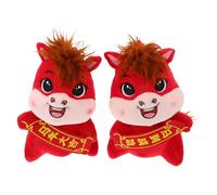 TOYANDONA 2pcs Chinese Zodiac Horse Plush Red Stuffed Animal Mascot Auspicious Lunar New Year Gift for Spring Festival Decorations Year of the Horse Party Favor