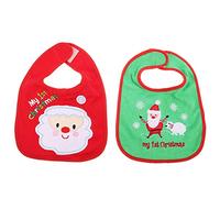 TOYANDONA 2pcs Chrismtas Baby Bib with Santa Claus Sheep Pattern First Xmas Bib Waterproof Toddle Bib Children Feeding Bib Kids Burp Cloths for First Christmas Baby Shower